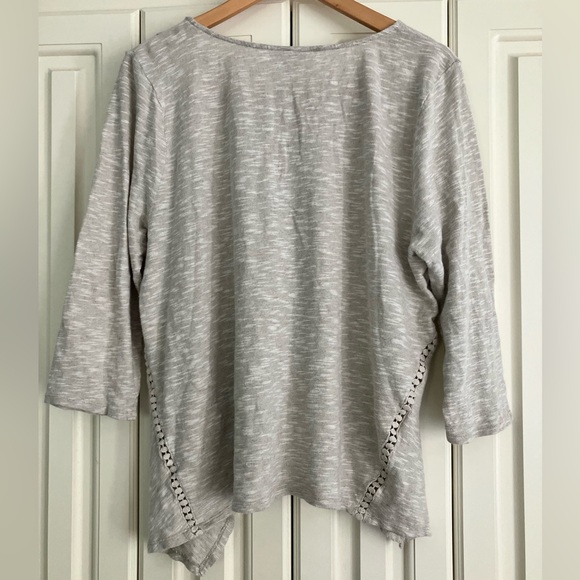 J. Jill Cream Linen Blend V Neck Tunic Top Crochet Embellishment Size XL - Picture 2 of 6